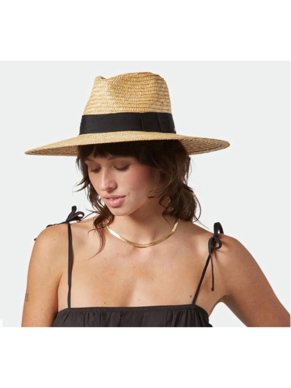 Women's Brixton Beige Joanna Straw Hat with Black Band Size XS